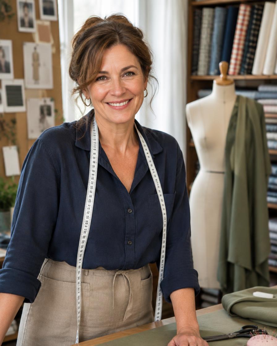 Michelle in her tailoring studio